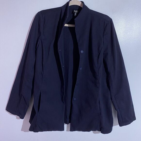Eileen Fisher Blazer PL Navy Blue Snap Buttons Office Career Church Minimalist - Picture 3 of 16